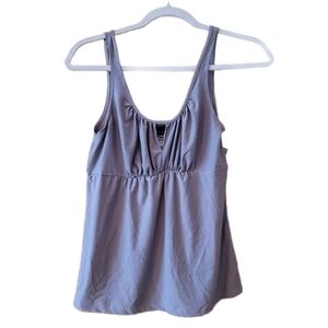 Attention Top Womens S Small Gray Sleeveless Scoop Neck Keyhole Tank Top Peplum